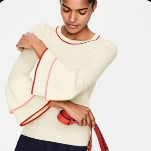 NWT Boden - US Size 4 Double Frill Bell Sleeve Sweater Ruffle Tiered IVORY